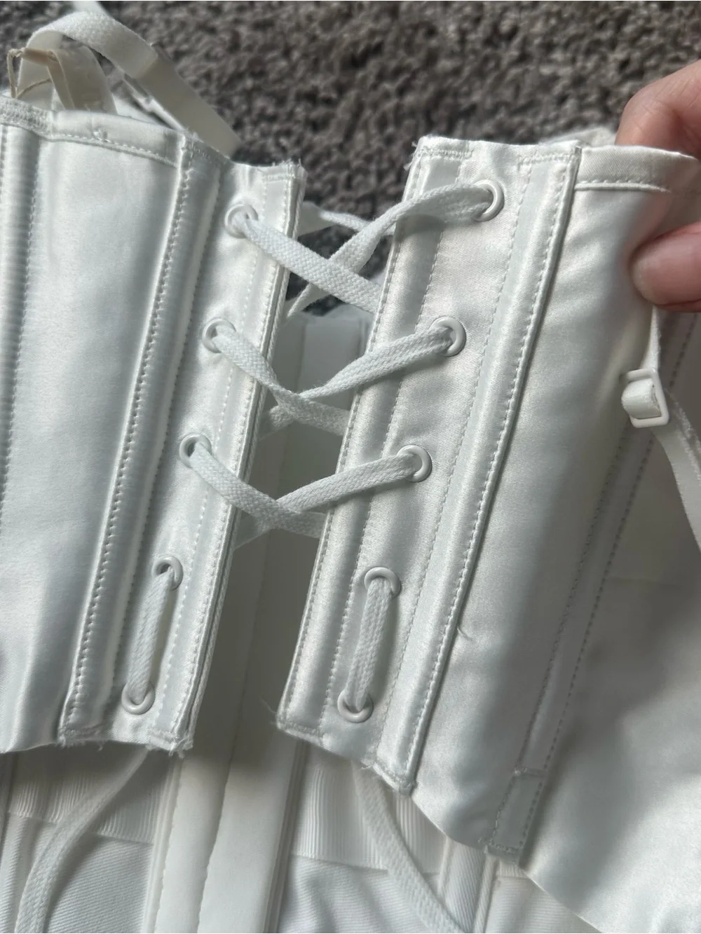 SKIMS White Satin Corset Mini Dress - Picture 6 of 6